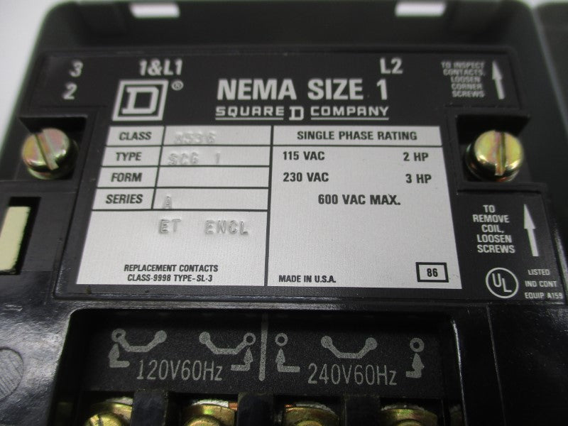 SQUARE D 8536SCG1V02 SER. A 120/240V NSMP