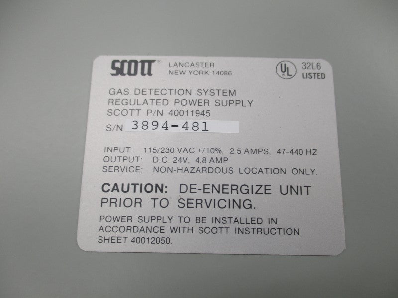 SCOTT 40011945 115/230VAC 2.5A NSMP