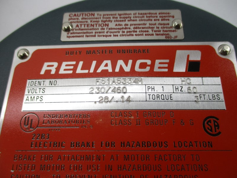 RELIANCE ELECTRIC F51A5334M 230/460V .28/.14A NSMP