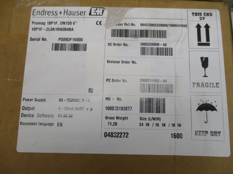 ENDRESS+HAUSER 10P1F-2L0A1RA0B4BA F/W V1.04.02 85-250VAC NSFS