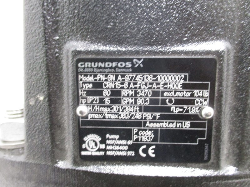 GRUNDFOS PN-SN-A-97745136-10000002 CRN15-6A-FGJ-A-E-H00E 248PSI NSNP