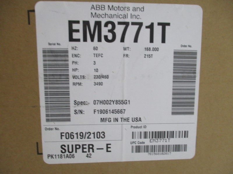BALDOR EM3771T 230/460V 23.6/11.8A NSMP
