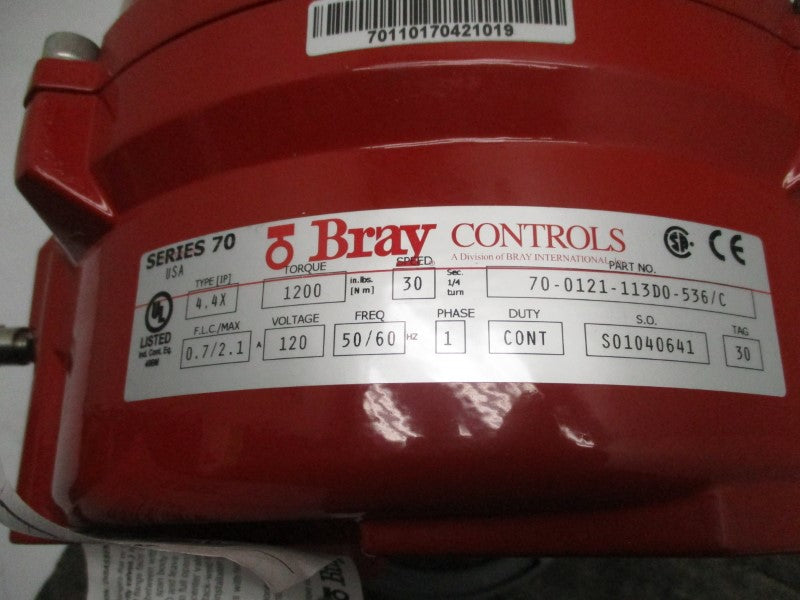 BRAY CONTROLS 70-0121-113D0-536/C 120V 2.1A 6" NSNP
