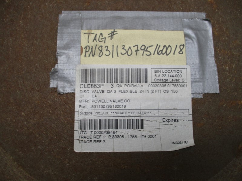 POWELL 24" DISC VALVE 831130795160018 NSNP