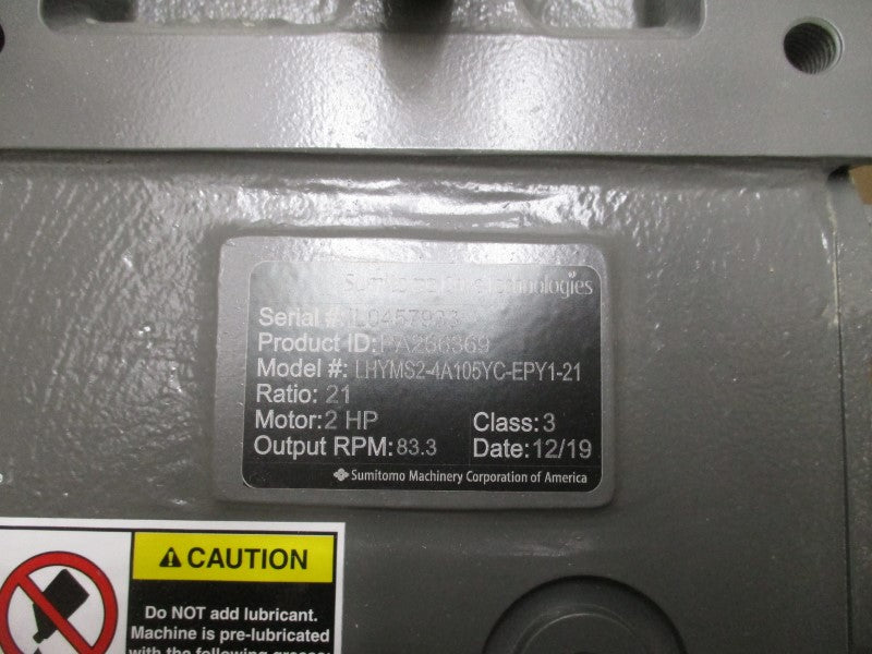 SUMITOMO DRIVE TECHNOLOGIES LHYMS2-4A105YC-EPY1-21 230/460V 5.61/2.80A NSMP