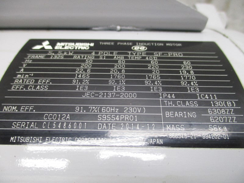 MITSUBISHI ELECTRIC SF-PRO 200-230V 19.8-22.6A 132S NSNP