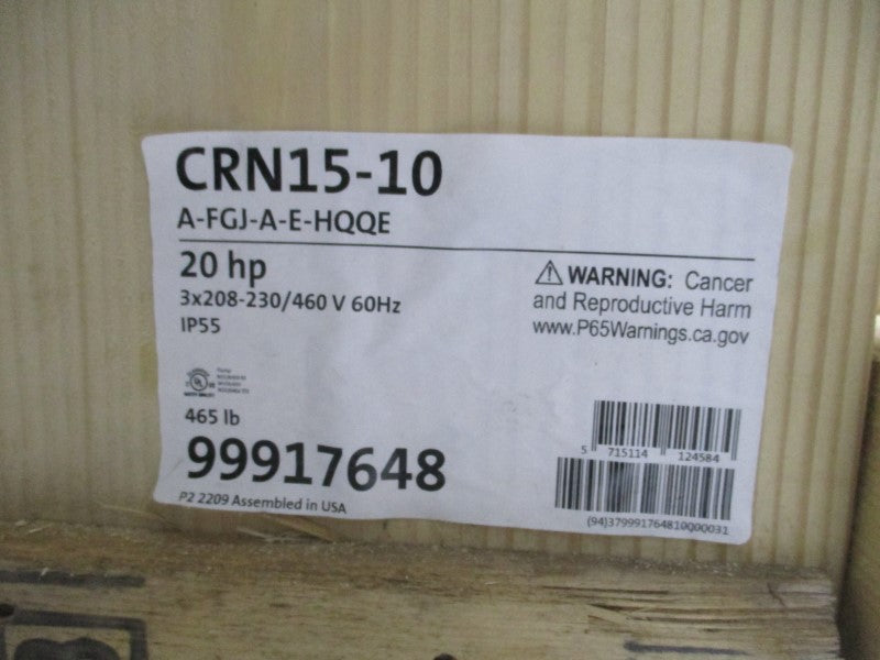 GRUNDFOS CRN15-10A-FGJ-A-E-HQQE-0X2 230/460V 45.4/22.7A 363PSI NSMP