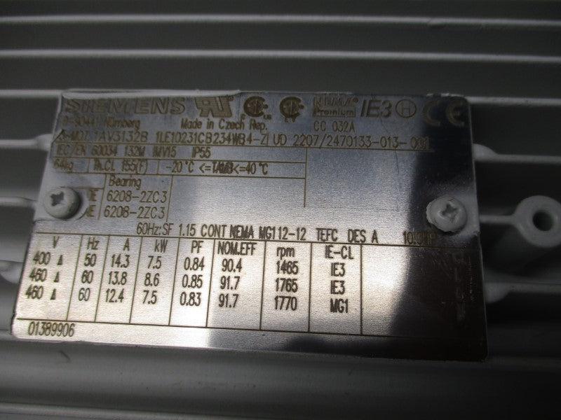 KSB ETACHROM B ETCF080-065-200 CCFAS07D200754 400/460V 14.3/13.8/12.4A NSNP