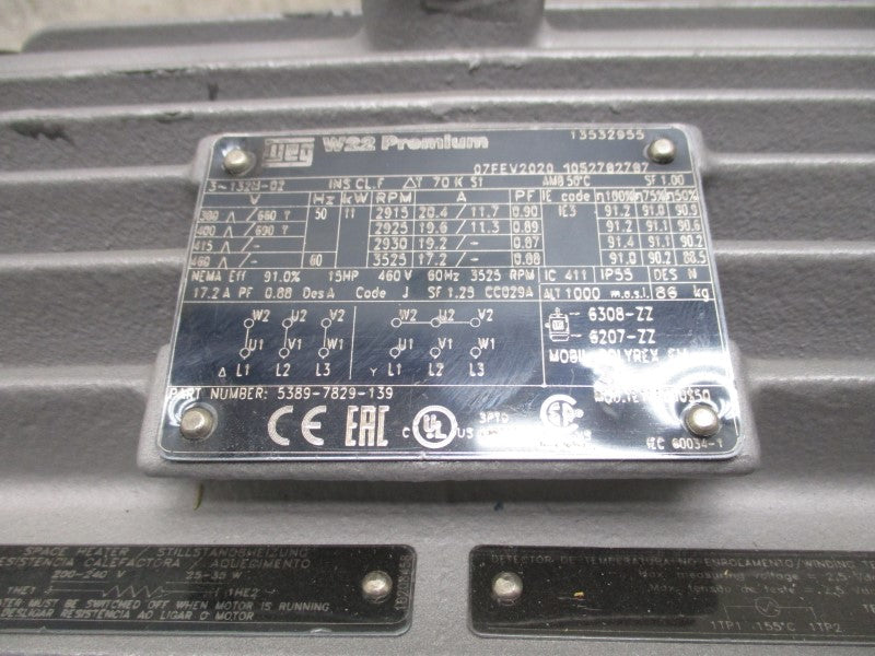 WEG W22 PREMIUM 5389-7829-139 460V 17.2A NSNP