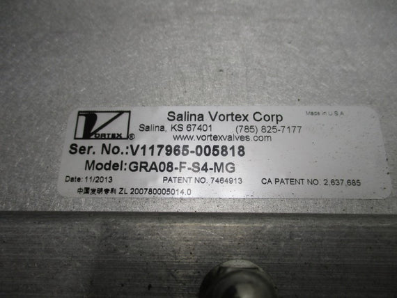 SALINA VORTEX VALVES GRA08-F-S4-MG 150PSI NSNP