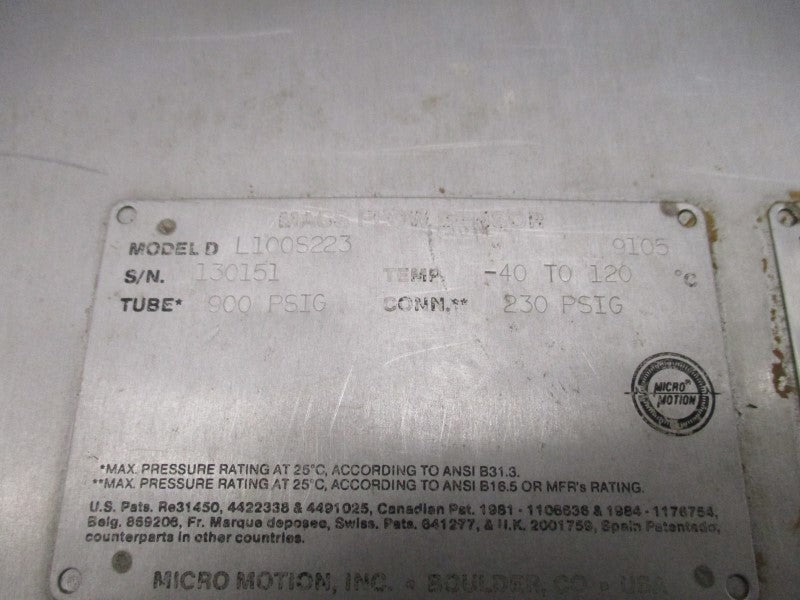 MICRO MOTION DL100S223 230PSI UNMP
