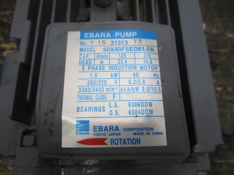 EBARA PUMP 50X40FSED61.5A 20/220V 6.2/5.6A NSNP