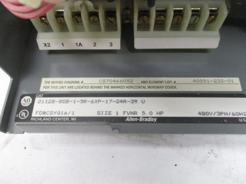 ALLEN BRADLEY 2112B-BDB-1-5R-6XP-17-24R-39 SER. U 480V NSMP