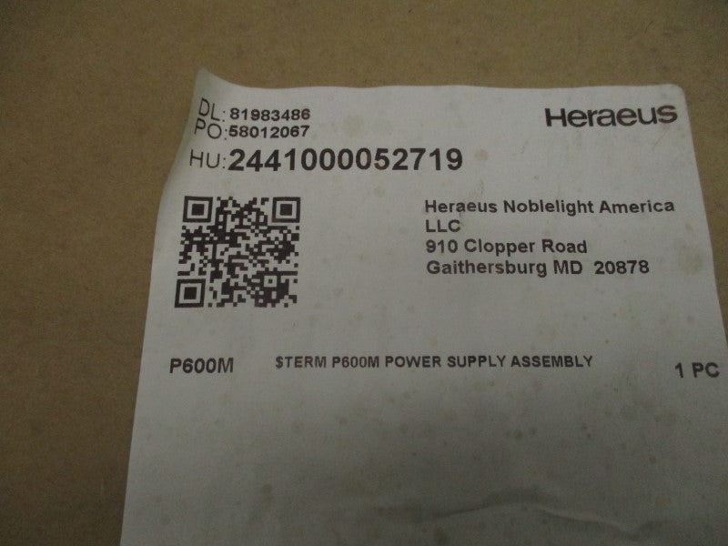 HERAEUS P600M POWER SUPPLY NSFS