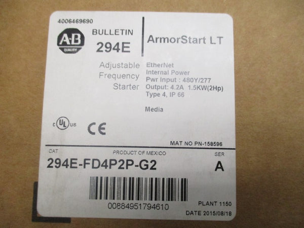 ALLEN BRADLEY 294E-FD4P2P-G2 SER. A F/W 1.013 480V 3.4A NSMP