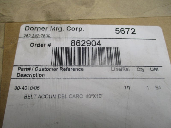 DORNER 30-4010/05 ACCUMULATION BELT 40" X 10' NSFS