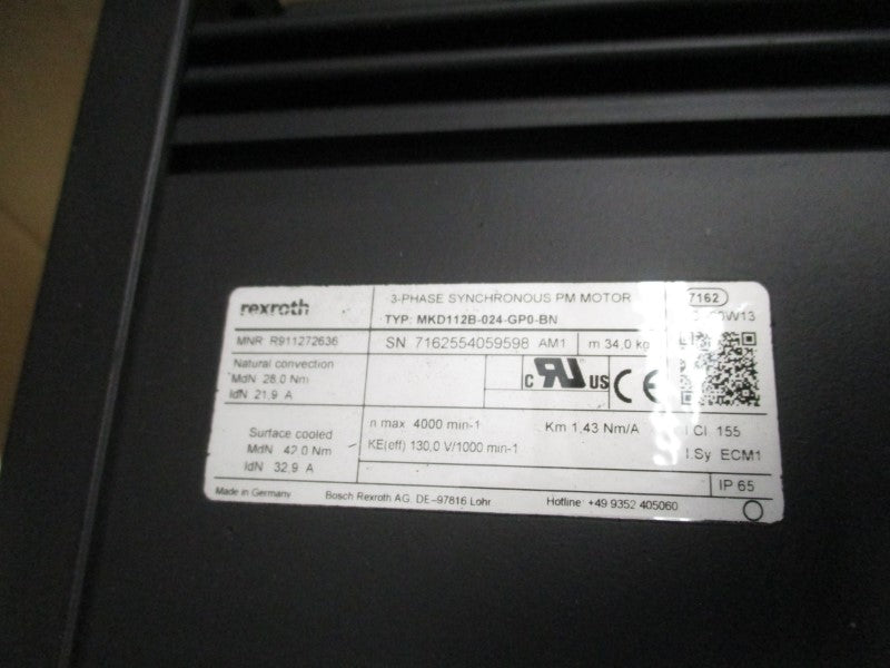 REXROTH MKD112B-024-GP0-BN 130.0V 21.9A NSMP