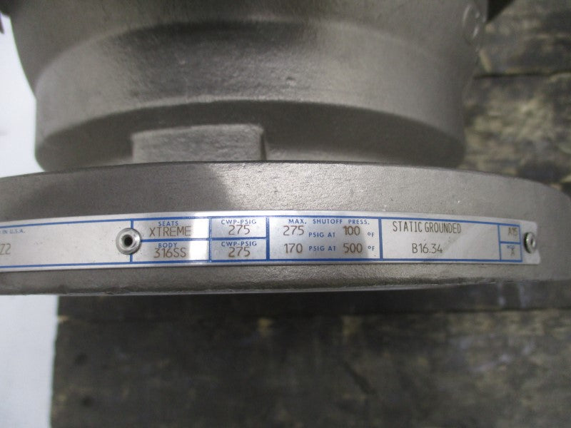 JAMESBURY 9150STG313600XTZ2 4" STAINLESS BALL VALVE 170-275PSI NSNP