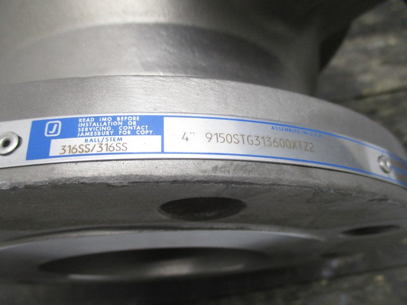 JAMESBURY 9150STG313600XTZ2 4" STAINLESS BALL VALVE 170-275PSI NSNP