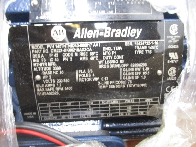 ALLEN BRADLEY MARATHON PVH145THTN8043-000017 230/460V 1.7A NSMP