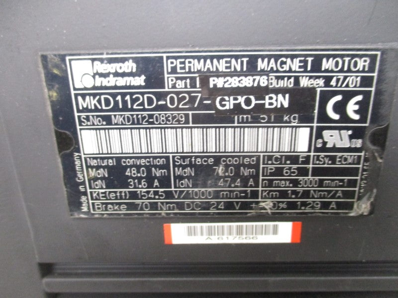 REXROTH MKD112D-027-GP0-BN 283876 154.4 31.6-47.4A REMAN