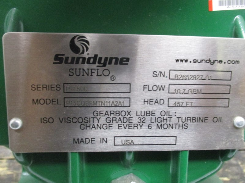 SUNDYNE P15CQBFMTN11A2A1 SER. P-1500 NSNP