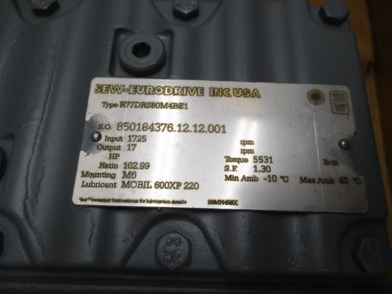 SEW-EURODRIVE DRS80M4BE1 R77DRS80M4BE1 266/460V 3.70/2.15A NSMP