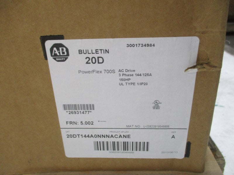 ALLEN BRADLEY 20DT144A0NNNACANE SER. A F/W 5.002 144/125A NSFS