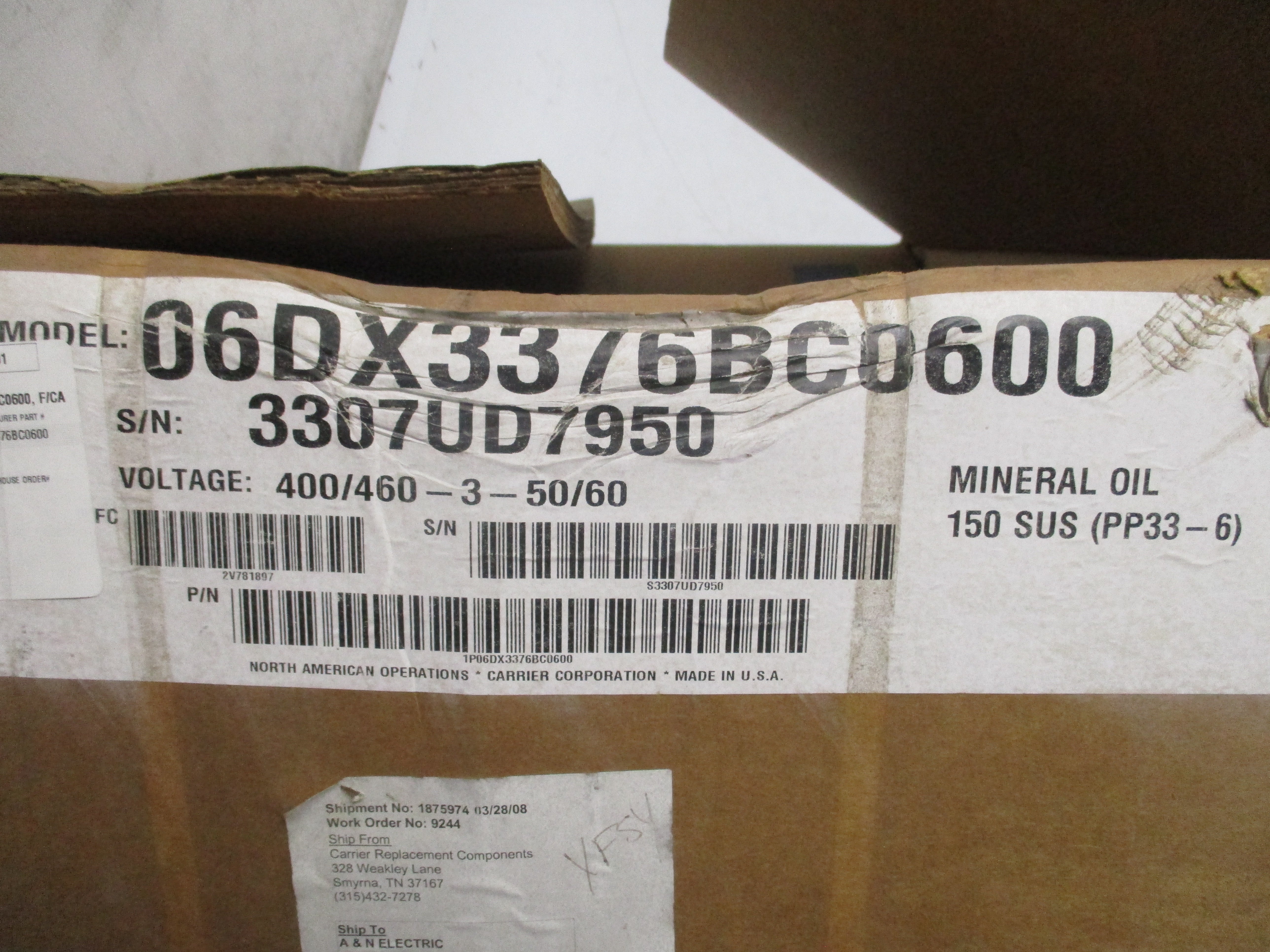 CARLYLE 06DX3376BC0600 400/460V 83/86A REMAN