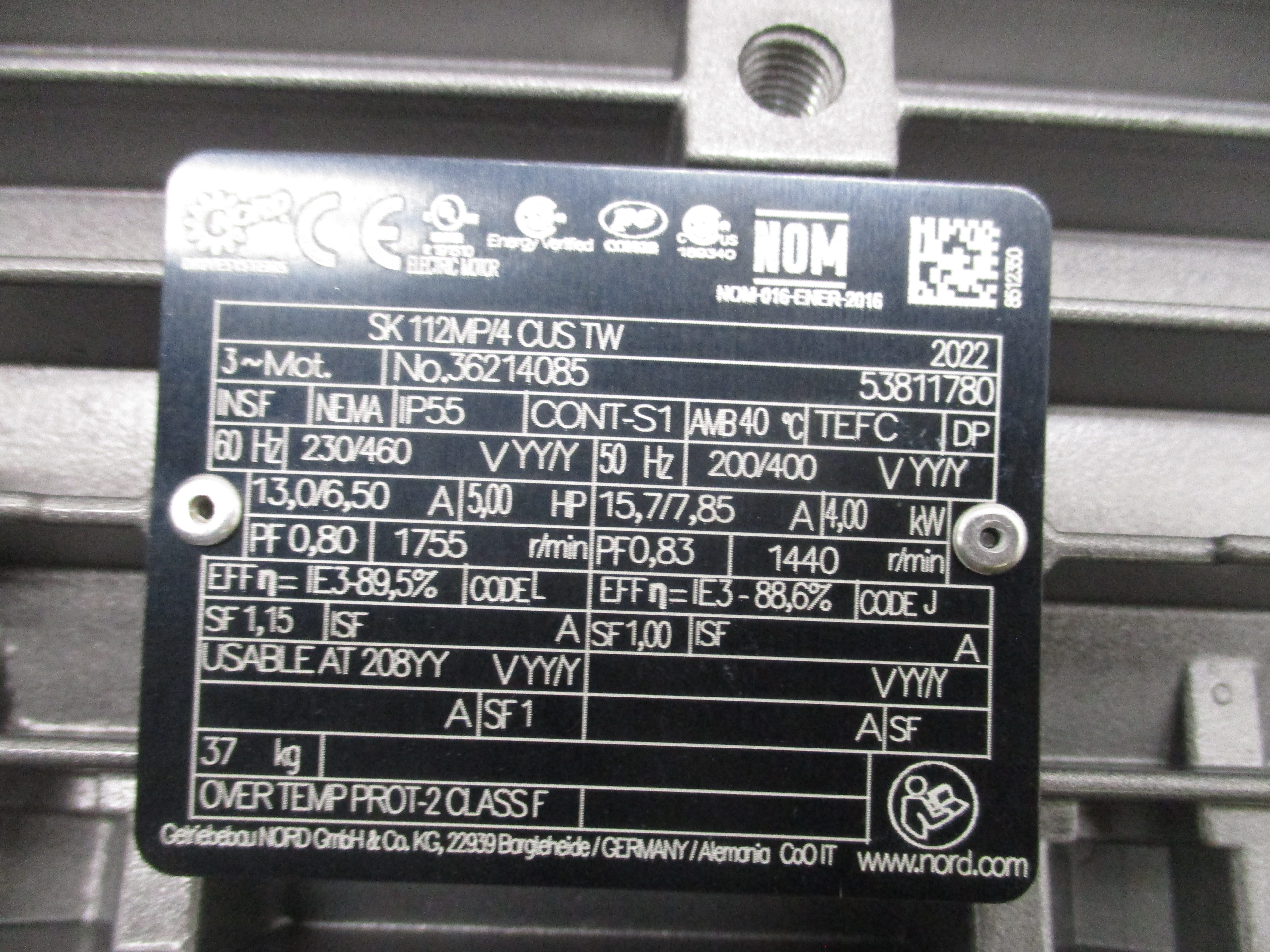 NORD 9072.1AX-112MP/4CUS 230/460V 13/6.50A NSNP