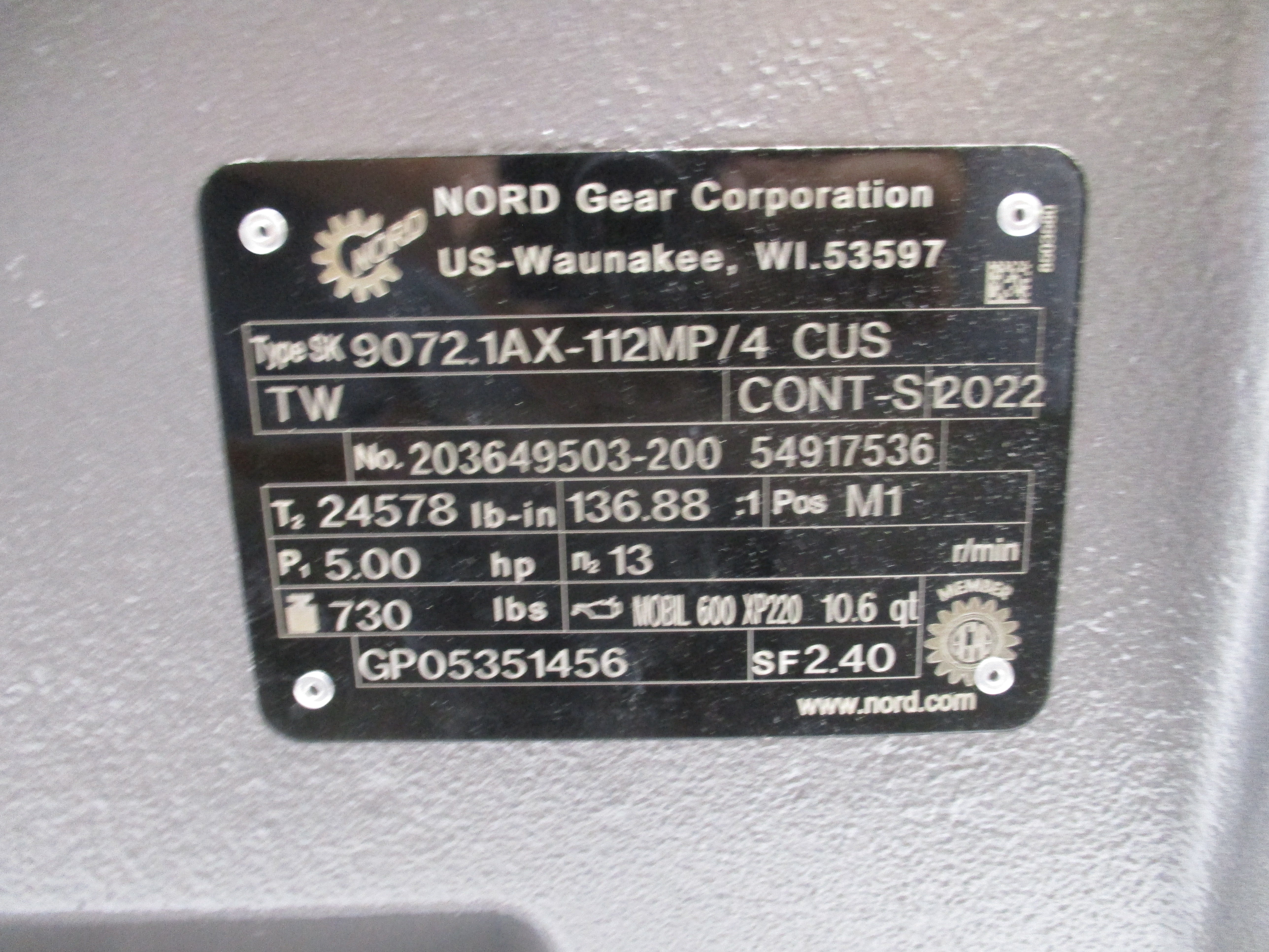 NORD 9072.1AX-112MP/4CUS 230/460V 13/6.50A NSNP