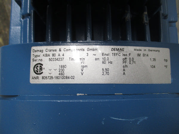 DEMAG KBA80A4 50334237 230/460V 5.50/2.70A (AS PICTURED) NSNP