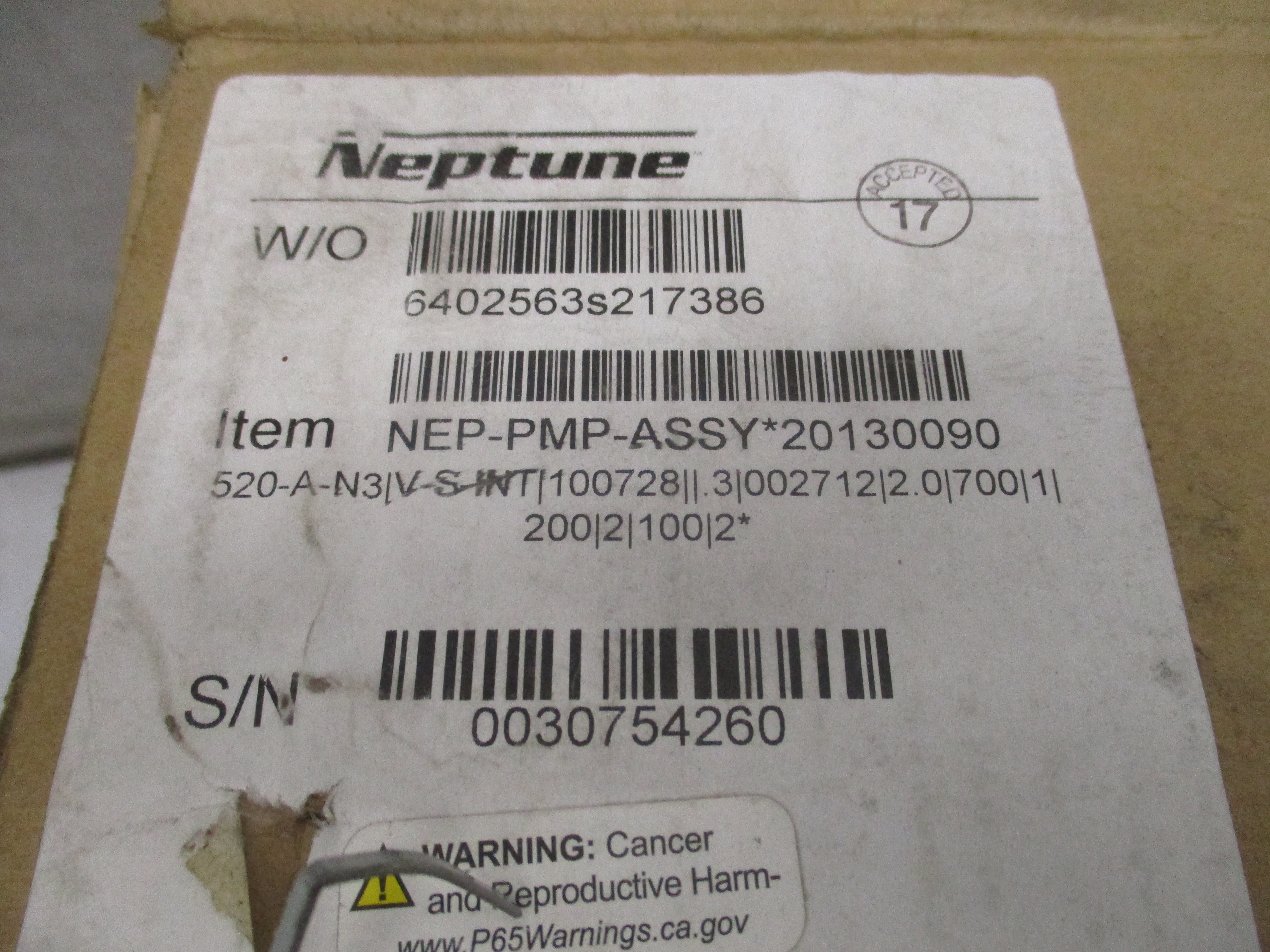 NEPTUNE 520-A-N3-PUMP 115V 5.9A 700PSI NSMP