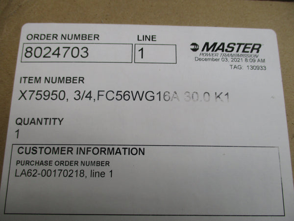 MASTER POWER TRANSMISSION FC56WG16A 208-250/460V 5.2-3/1.5A NSMP