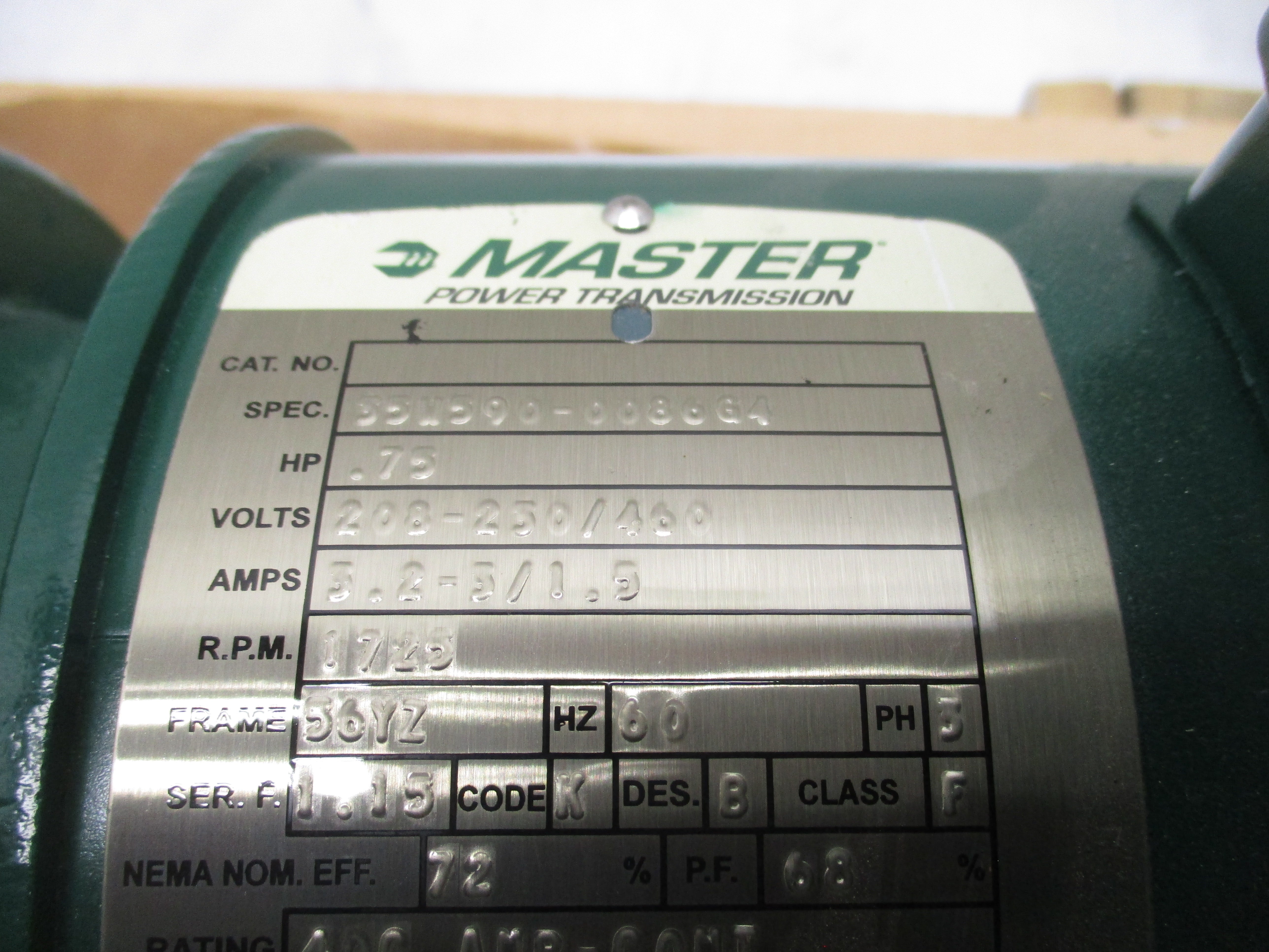 MASTER POWER TRANSMISSION FC56WG16A 208-250/460V 5.2-3/1.5A NSMP