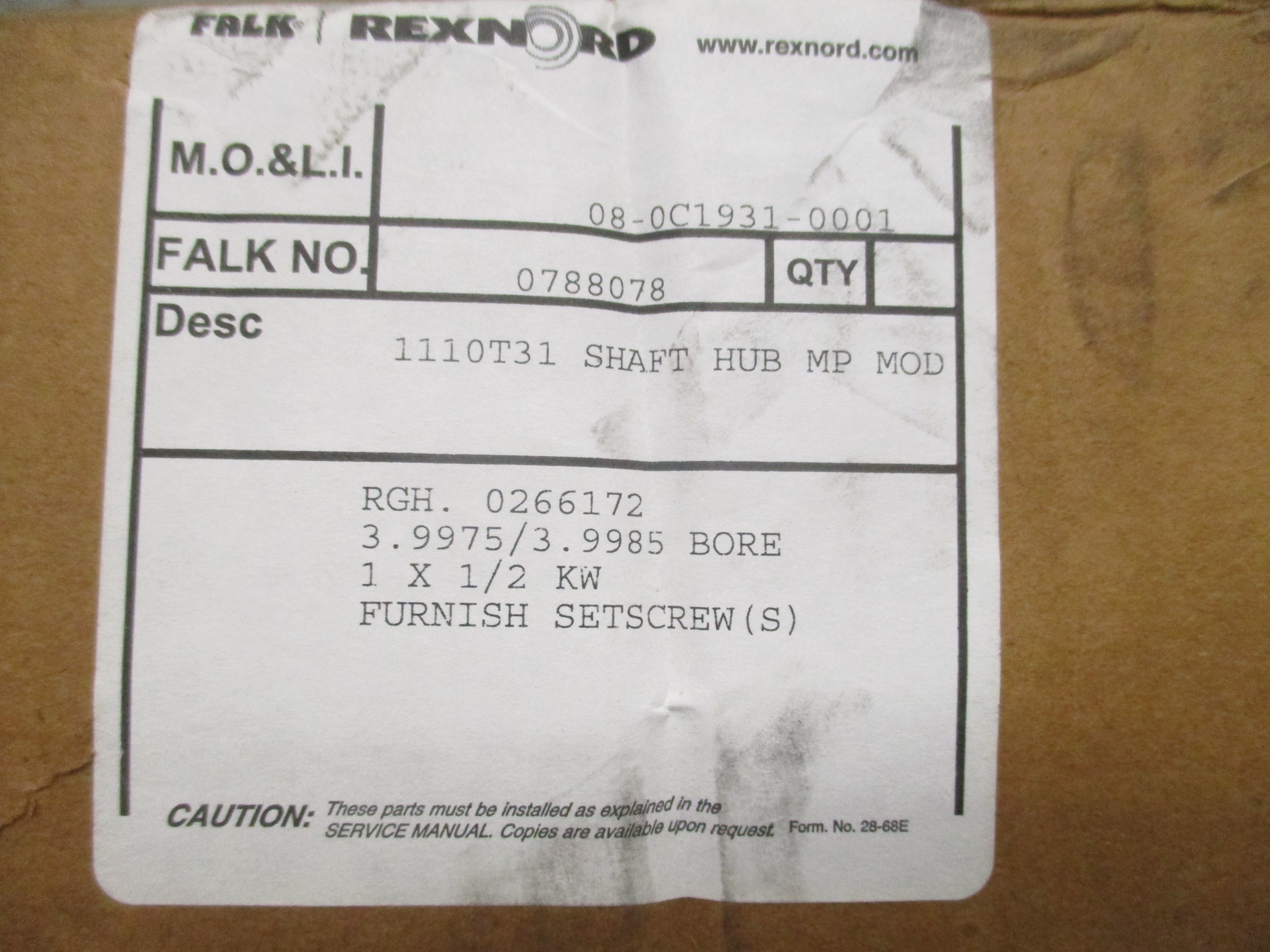 REXNORD 0788078 1110T31 NSFS