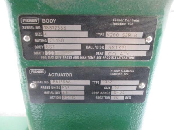 FISHER V200 1052 SER. B 0-33PSI 4" NSNP
