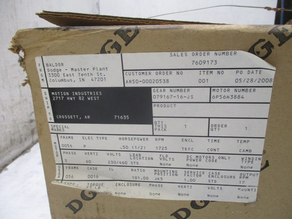 BALDOR 6P56H3884 WITH  079167-16-JS 230/460V NSFS