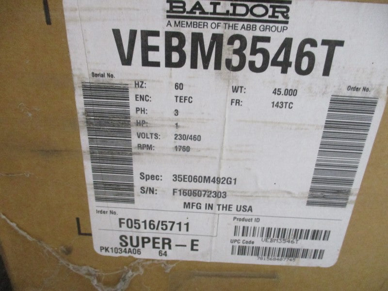 BALDOR VEBM3546T 230/460V 3/1.5A NSMP