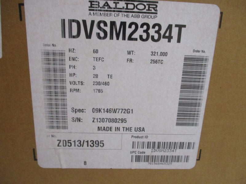 BALDOR IDVSM2334T 230/460V 48/24A NSMP