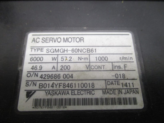 YASKAWA SGMGH-60NCB61 200V 46.9A UNMP