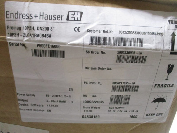 ENDRESS+HAUSER 10P2H-2L0A1RA0B4BA 8" PROMAG 85-250VAC NSFS