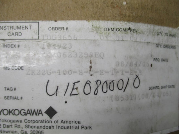 YOKOGAWA ZR22G-100-S-C-E-T-T-E-A NSMP