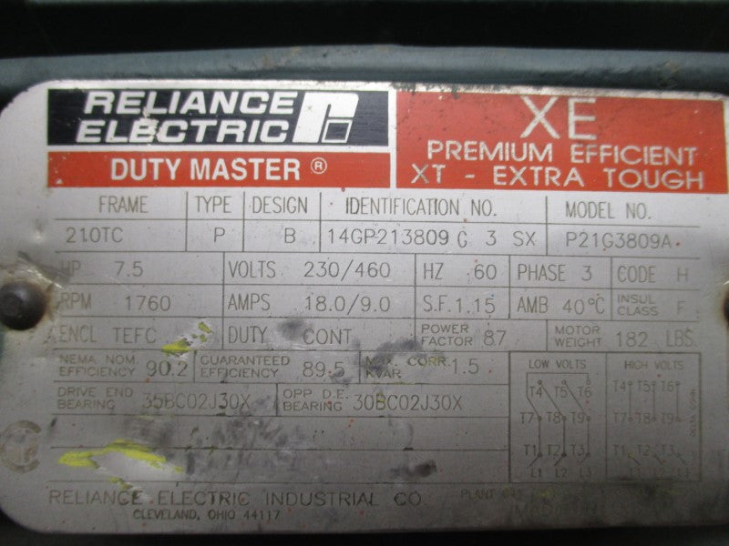 RELIANCE ELECTRIC 14GP213809 P21G3809A 230/460V 18.0/9.0A UNMP