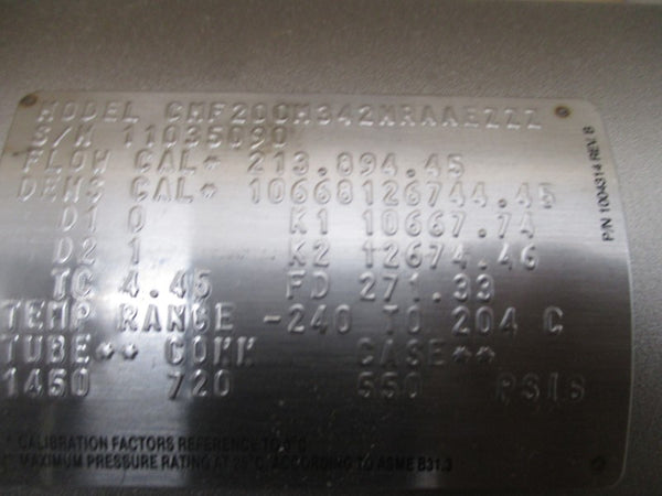 MICRO MOTION CMF200M342MRAAEZZZ 550PSI NSMP