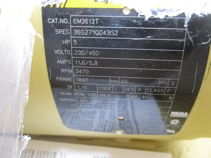 BALDOR EM3613T 230/460V 11.6/5.8A NSMP