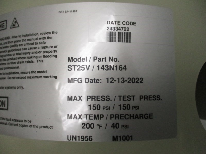 AMTROL THERM-X-TROL  ST25V 143N164 150PSI NSMP