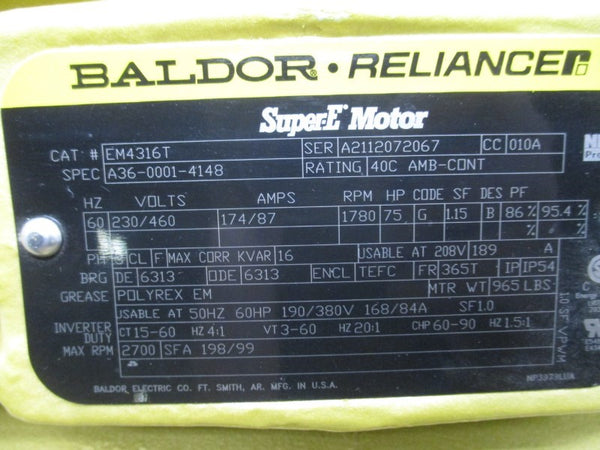 BALDOR EM4316T 230/460V 174/87A NSNP