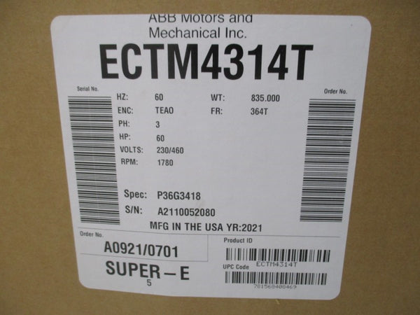 BALDOR ECTM4314T 230/460V 136/68A NSMP