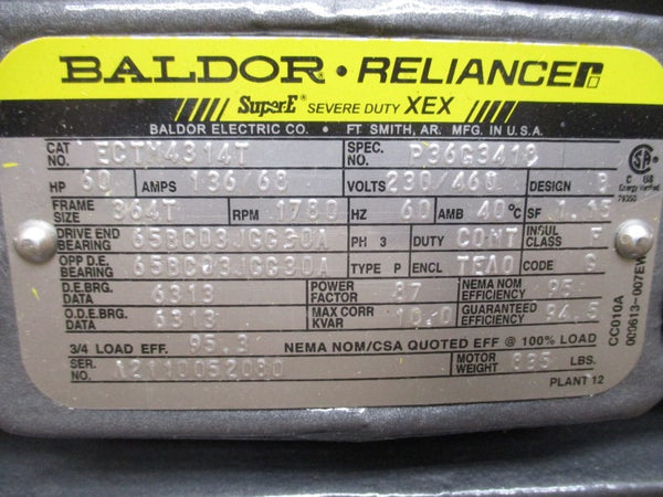 BALDOR ECTM4314T 230/460V 136/68A NSMP